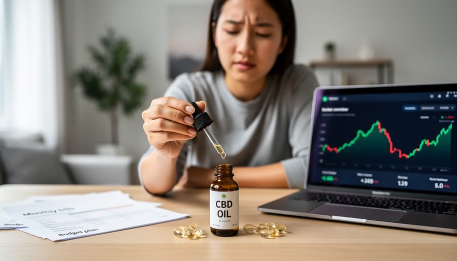 CBD oil bottle with dropper showing precise dosing method